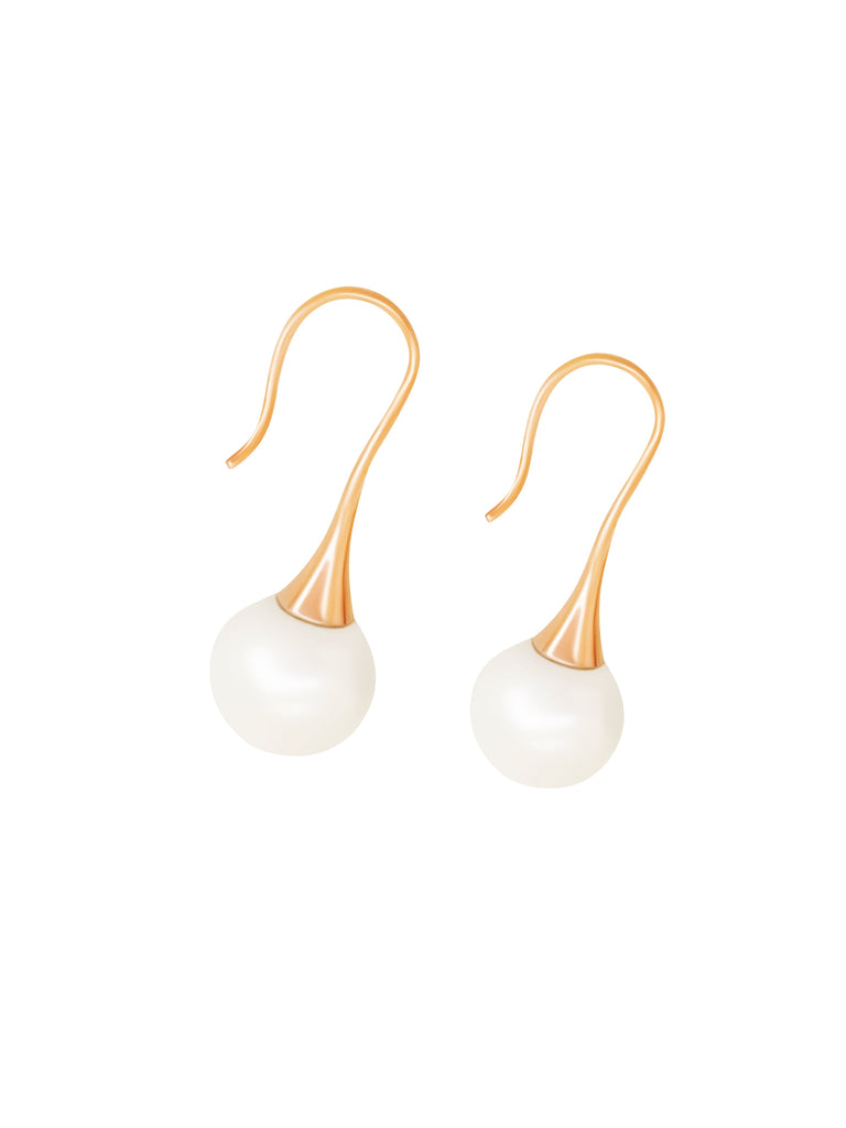 Round 12 mm Pearl Earring Drop Gold WHOLESALE
