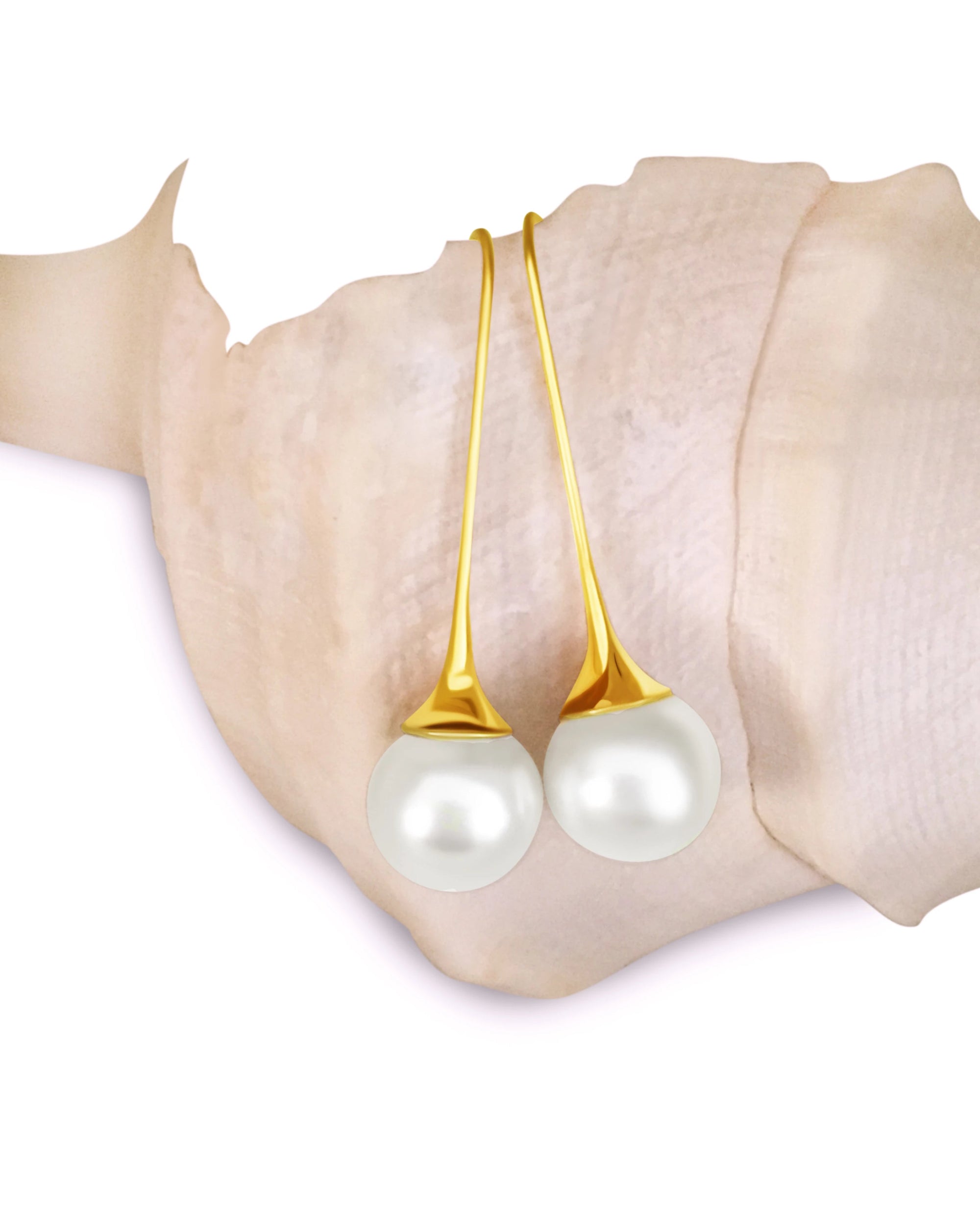 Fluted Pearl Drop Gold