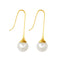 Fluted Pearl Earring Drop Gold