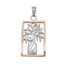 Boab Rectangle Pendant with Pearl - Two Tone Steel/ Rose Gold