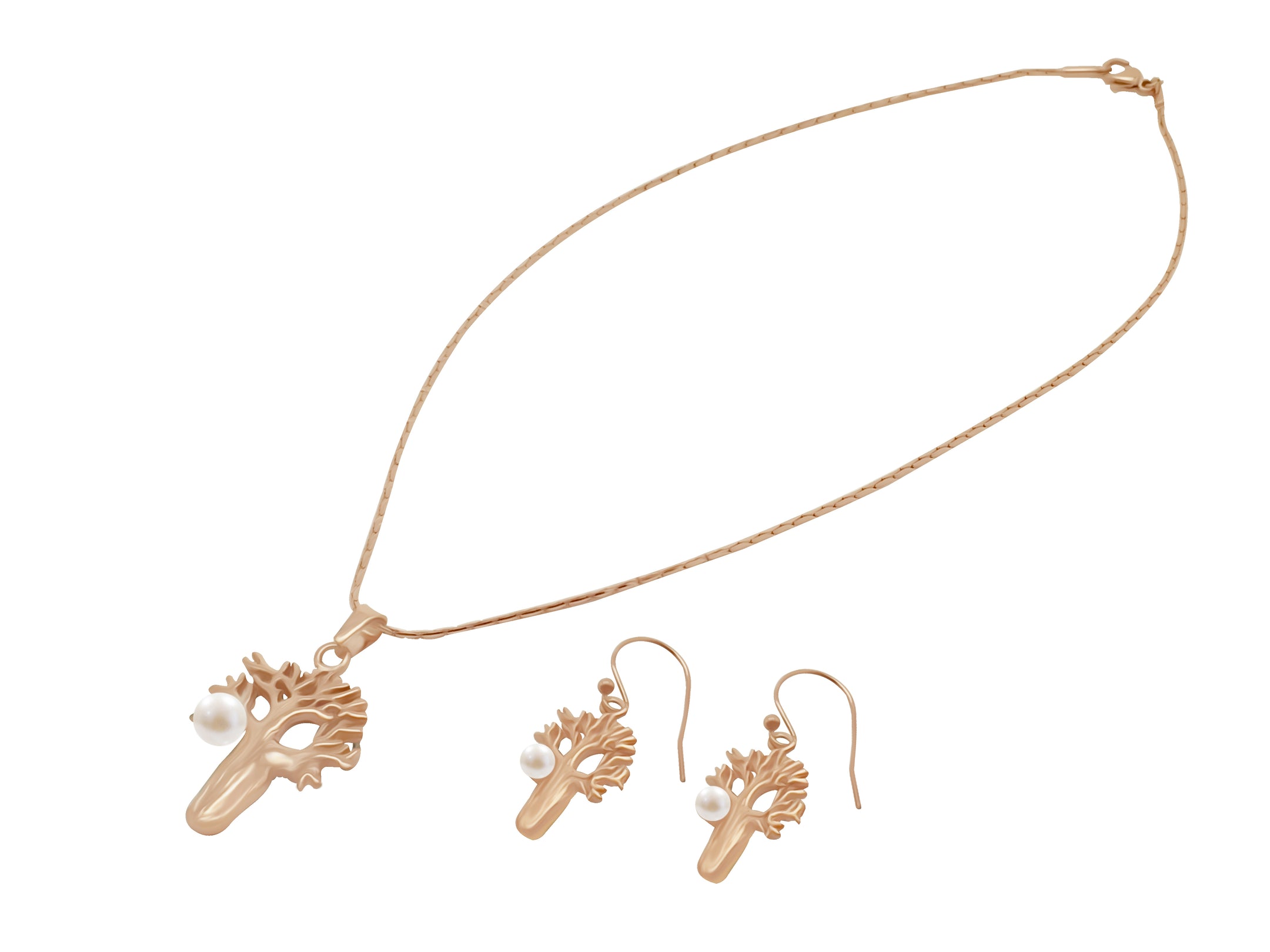 Boab Earrings with Pearl - Rose Gold