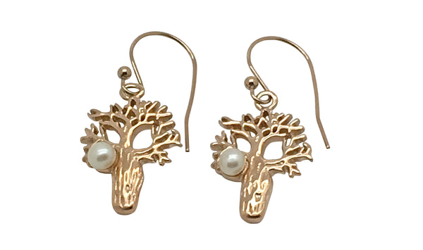 Boab Earrings with Pearl - Rose Gold