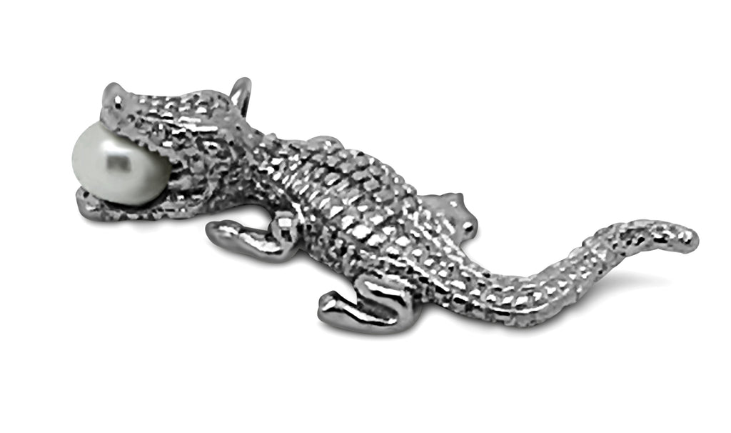 Crocodile Pendant with Freshwater Pearl
