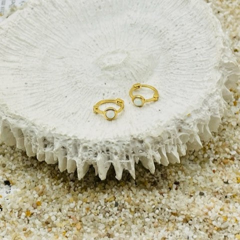 Opal Gold Huggies White