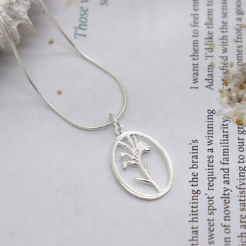 Kangaroo Paw Silver Rim Oval Necklace