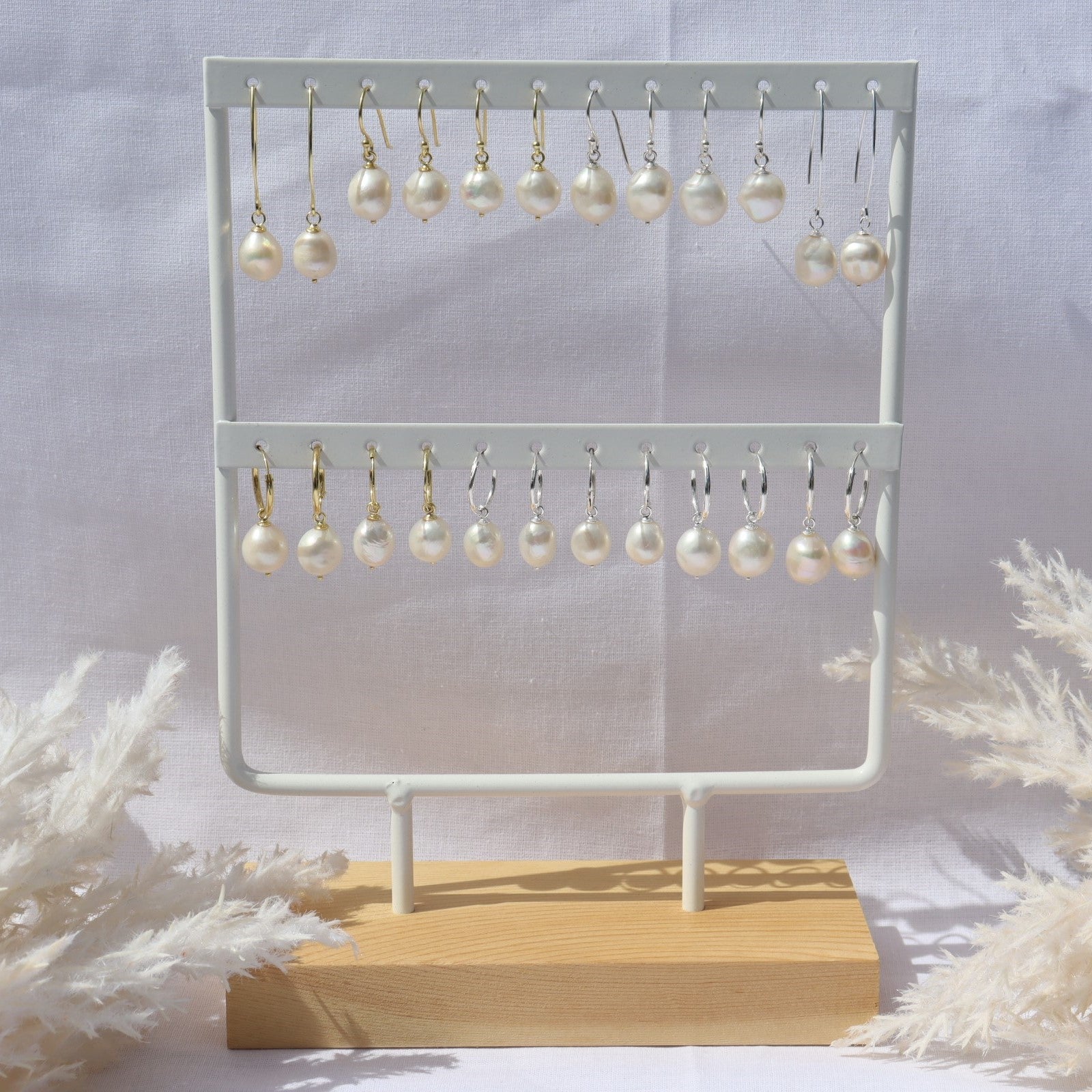 Bamboo White Double Tier Earring Rack