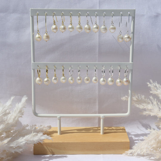 Bamboo White Double Tier Earring Rack