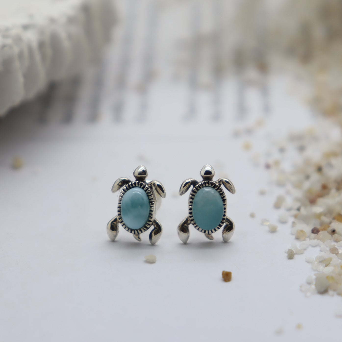 Sea Turtle Larimar Studs