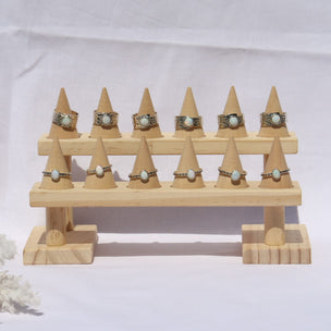 Wood Ring Display Double Rack