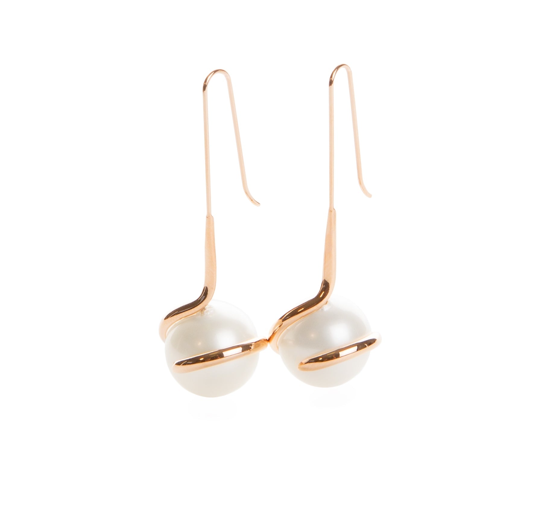 Drop Shell Pearl Earrings Rose Gold or Gold Twist WHOLESALE
