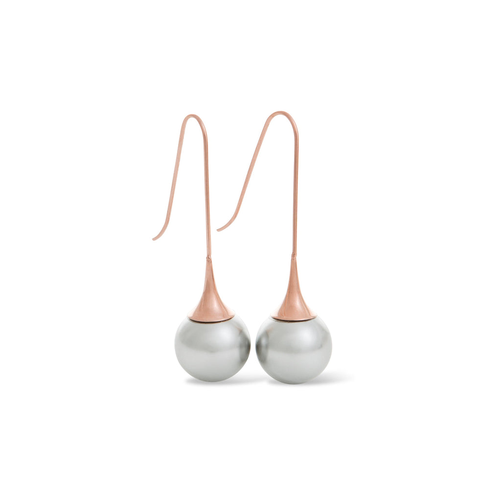 Fluted Pearl Earring Drop Rose Gold WHOLESALE