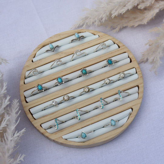 Bamboo White Round Ring Display