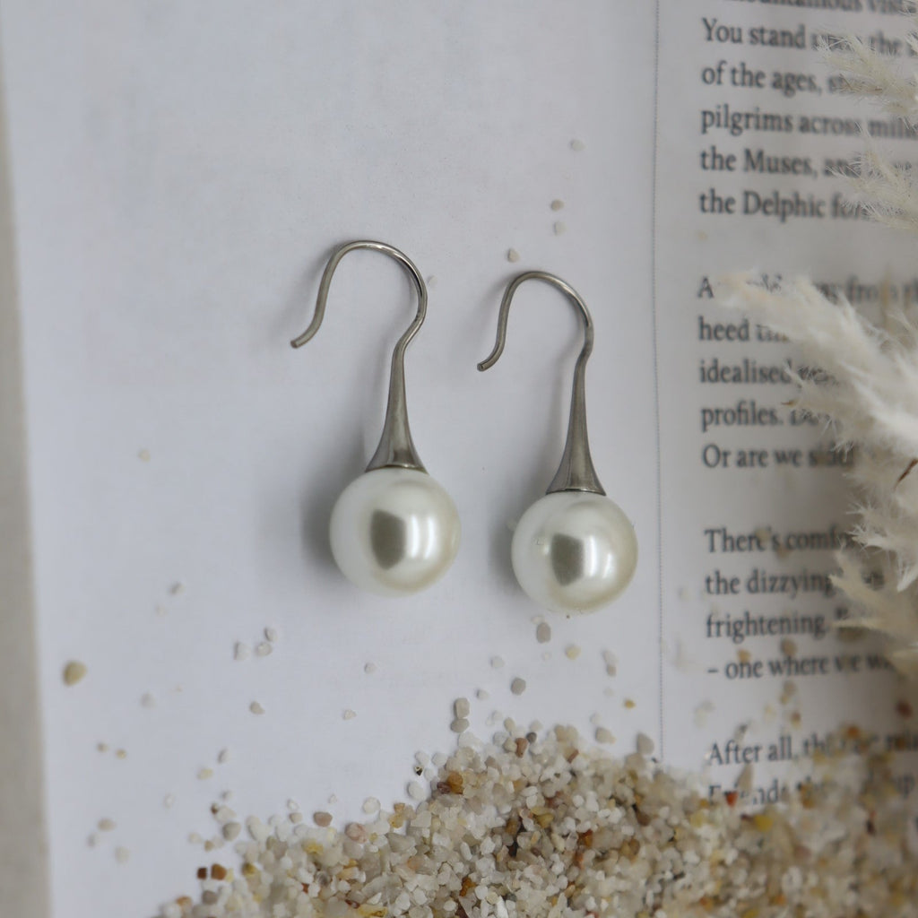 Round 12mm Pearl Silver Earring WHOLESALE