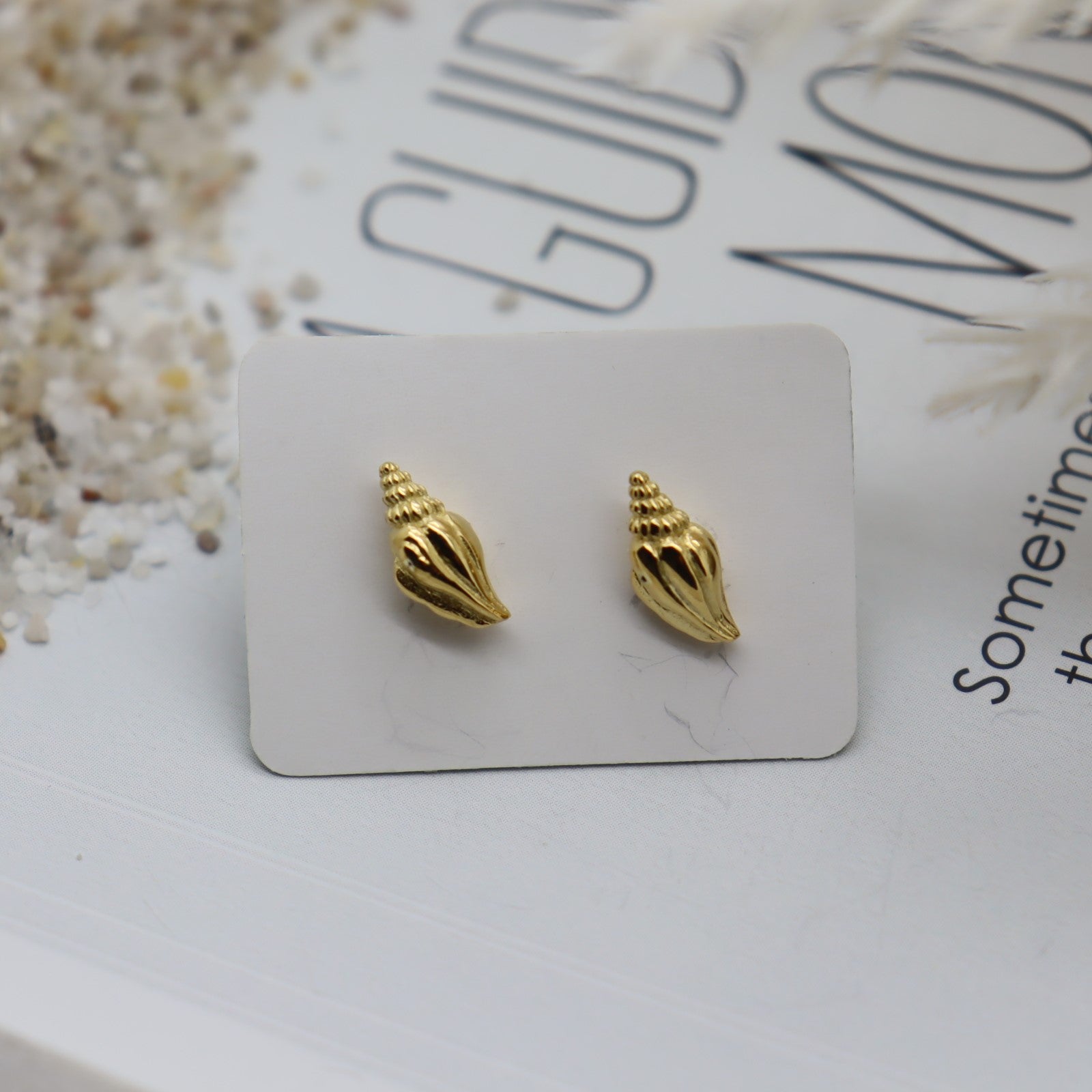 Seashell Studs Gold WHOLESALE