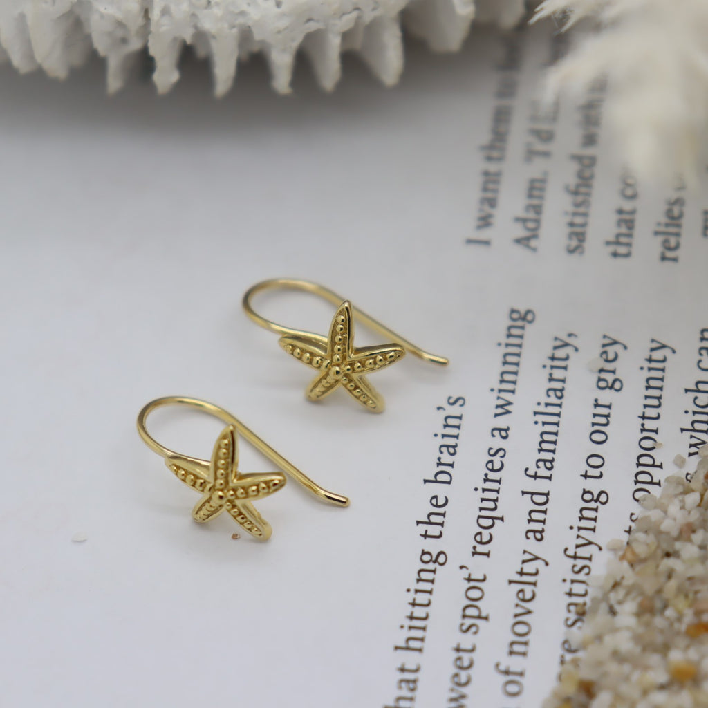 Starfish Gold Hook Earring